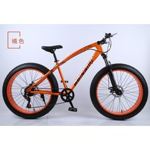 BEINA1Q1 MTB 광폭 타이어 풀샥 팻바이크 펫바이크 입문용 자전거 24인치 26인치, 오렌지 레오파드cm, 27 단 + 20 인치