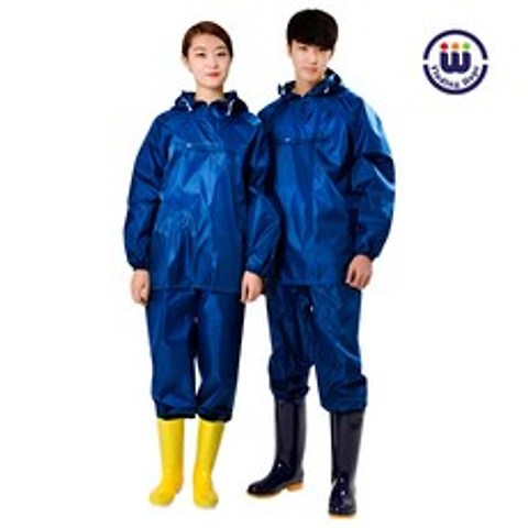 우경몰 Waterproof 발수코팅 작업복 방역복 방진복 농약살포용, 파랑색