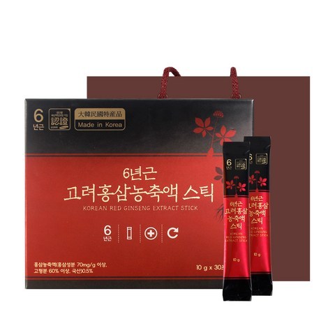 정원삼 6년근 고려홍삼 농축액 스틱 + 쇼핑백, 10g, 30포