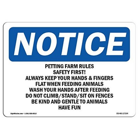 OSHA 공지 표지판-애완 동물 농장 규칙 안전 우선 항상 서명 | 내구성이 매우 뛰어난 Made in the USA 간, 단일옵션