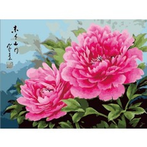 모모픽스페인팅 DIY명화그리기 부귀화 목단 복을부르는 꽃그림 40 x 40 cm