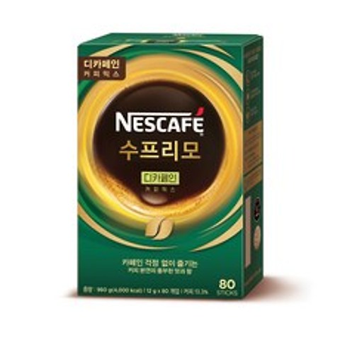 네스카페 수프리모 디카페인 커피믹스 12g, 1개입, 80개