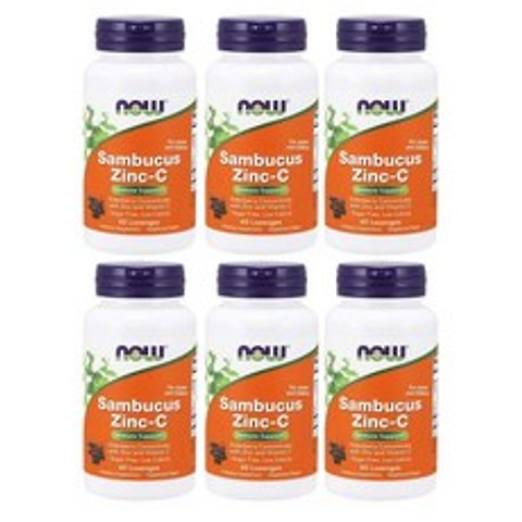 Now Foods (3개) 나우푸드 삼푸커스 엘더베리 비타민C 아연 60멜팅정(병당 약2개월), 1mg, 6개