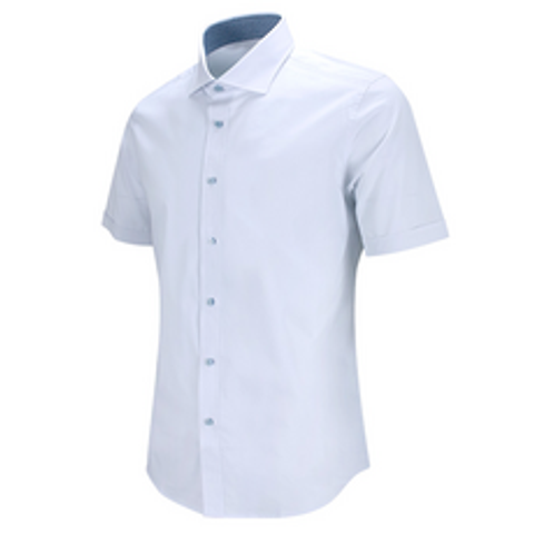 레디핏 화이트 흰색 와이드카라 슬림핏 스판 반팔 와이셔츠