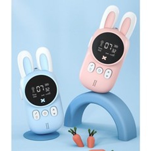JC 2pcs 미니 무선 통화용 어린이 토끼 무전기 어린이 선물 (블루 핑크)(2개 포함)