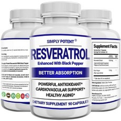 Simply Potent Resveratrol 미국 레스베라트롤 1000mg 90캡슐