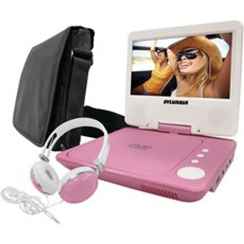 실바니아 SDVD7060- 콤보 핑크 7 인치 휴대용 DVD 플레이어 번들 어울리는 특 대형 헤드폰 및 디럭스 여행 가방 (핑크), 단일옵션