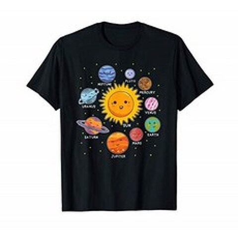 어린이를위한 태양계 행성 Young Astronauts T-Shirt, 단일옵션