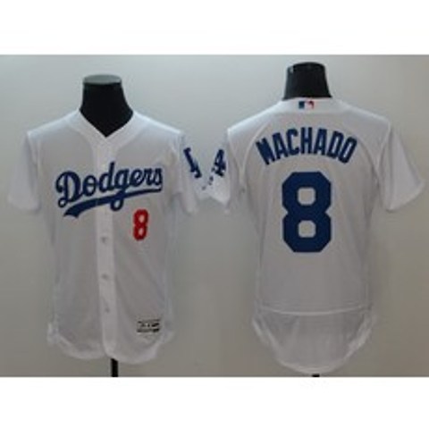 야구의류 다저스 8호 MACHADO그레이블루 화이트 자수 카디건 루즈핏 구기운동복 야구 T티셔츠 Dodgers