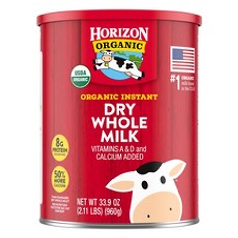 호라이즌 오가닉 드라이 밀크 960g 비타민 A D 기존 우유의 칼슘 50% 유기농 우유분말 파우더+친환경스푼증정