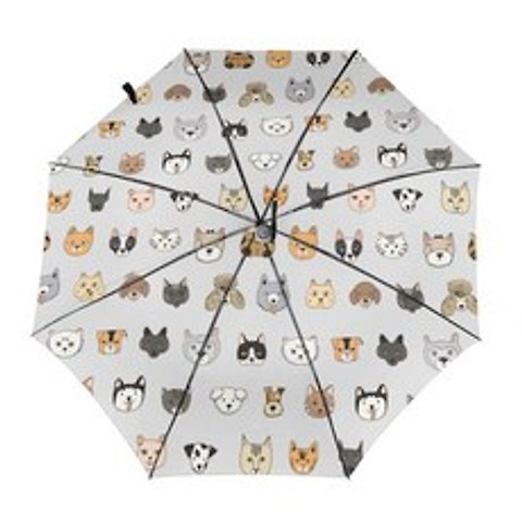 양산 고양이와 개 동물 패턴 Windproof 자동 접는 반전 된 우산 휴대용 파라과이 남자 여자에 대 한