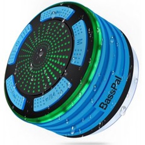 BassPal Shower Speaker Waterpoof IPX7 Portable Wireless Bluetooth Speakers with Radio Suction Cup & LED Mood Lig, 단일옵션