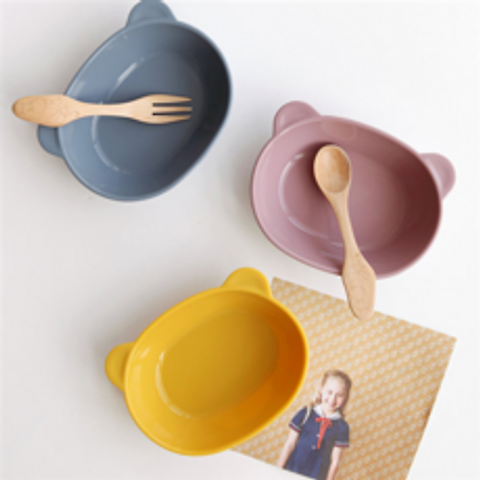 실리콘 어린이 접시 아동 식기 유아 간식 그릇, 핑크