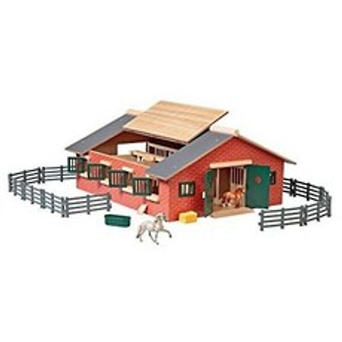 Breyer Stablemates Deluxe Horse Stable Set 19 Piece Play Set with 2 Horses 28 x 16 x 8.5 1:32 Sc, One Color_One Size, 상세 설명 참조0, 상세 설명 참조0