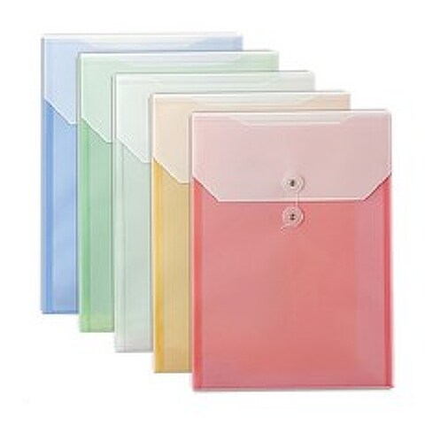 미령문구 PP서류봉투 세로형 10개입 1팩 5가지색상 더블포켓 봉투홀더, 분홍