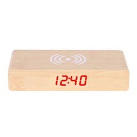Jinsun despertador com carregador de telefone sem fio led relógio digital moderno com qi carregament, 직육면체-빨강