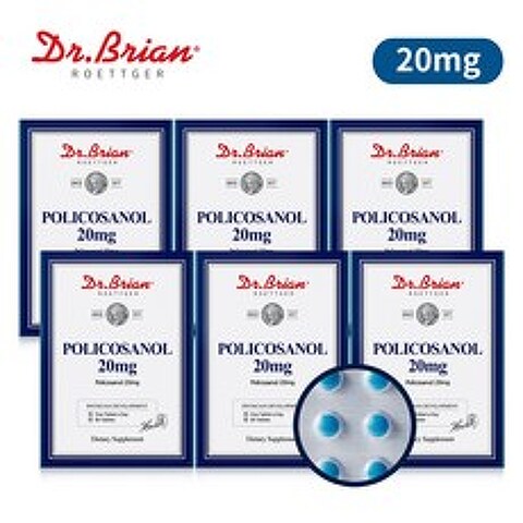 [6통] 닥터브라이언 사탕수수 폴리코사놀 20mg 90타블렛/ 콜레스테롤/HDL/LDL, 6통