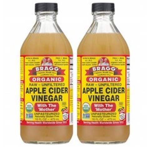 브래그 Bragg Organic Raw Unfiltered Apple Cider Vinegar 오가닉 러 애플사이다 비니거 473mL 2팩, 2개