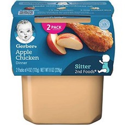 Gerber 2nd Foods Apple Chicken Dinner Baby Food 4 oz. Tubs /9943465, 상세내용참조