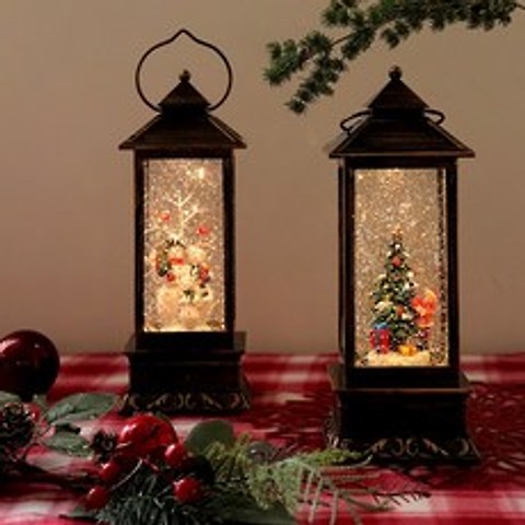 크리스마스 LED 오르골 스노우볼 워터볼 산타 눈사람 랜턴 장식 인테리어 선물 3종, 02. 산타트리