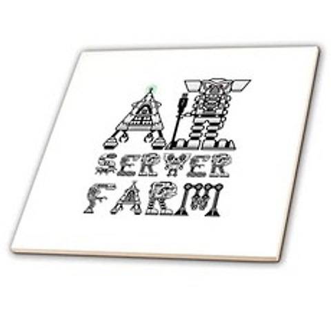3dRose Server Farm - Funny robotics and artificial intelligence text art - Tiles ( (4-Inch-Ceramic), 4-Inch-Ceramic