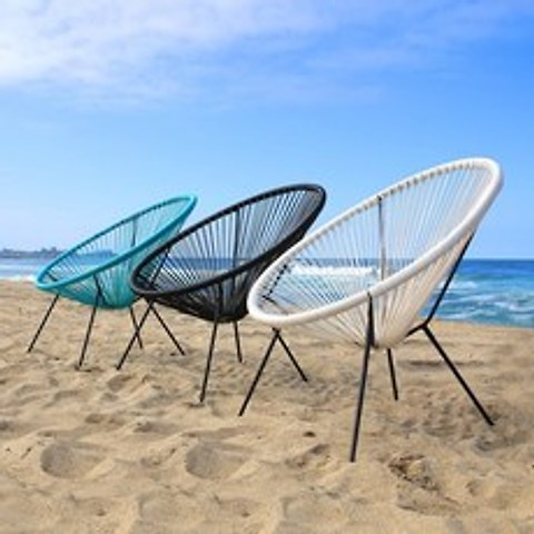 버드홈체어 라탄 야외 아카풀코 해변 테라스 안락의자, 화이트