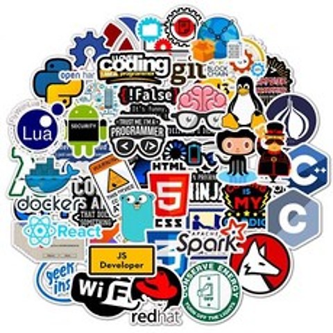 50개의 pcs/bag 쿨 프로그래밍 스티커 로고 인터넷 소프트웨어 괴짜 해커 개발자들이 DIY 노트북 전화에, 없음