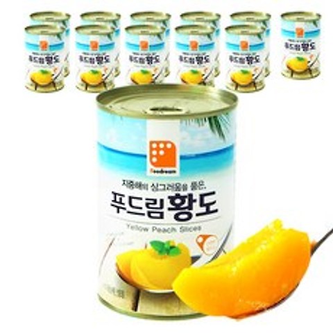 푸드림 황도 통조림 430g *12개 복숭아통조림 과일통조림, 12캔