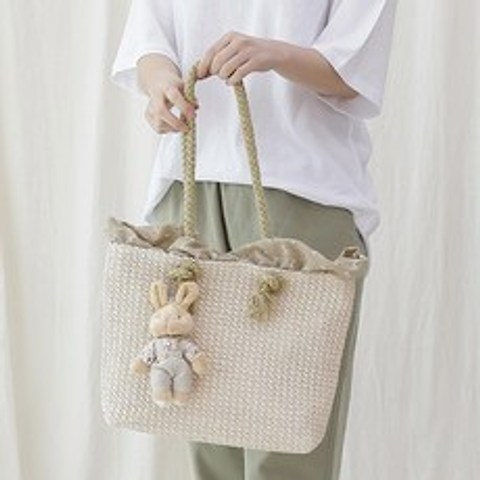 미쓰백 레이스 라탄백 꽃무늬 밀짚 쇼퍼백 가벼운 데일리 여성 가방