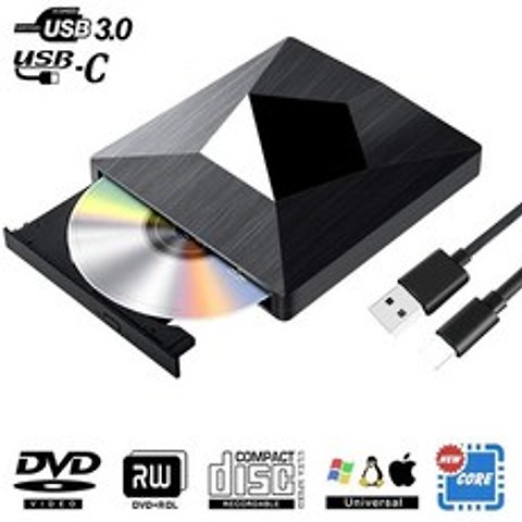 Fhong USB3.0 Slim External DVD 드라이브 Portable CD DVD +- RW Player DVDCD ROM Rewrite Recorder +US, 상세 설명 참조0