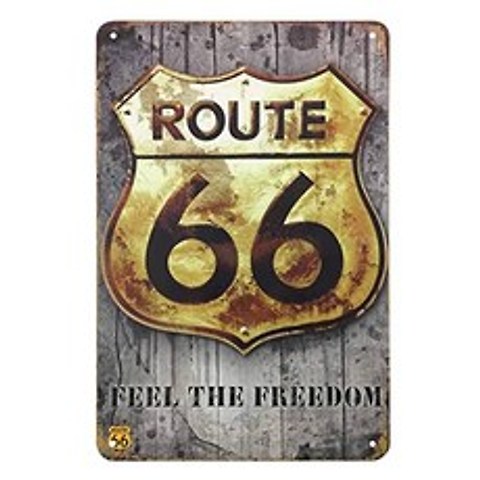 Root 66 Tin Symbol Retro Wood with Gold Plak Letters with Vintage Metal Can Signs for (Multi-a182), Multi-a182