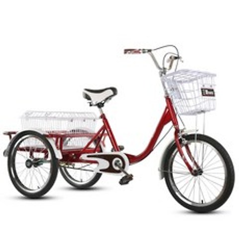 세발 자전거 성인용 어른 한강 라이딩 성인 삼륜 자전거 짐칸, 306 일체형 차대 레드-알루미늄 링