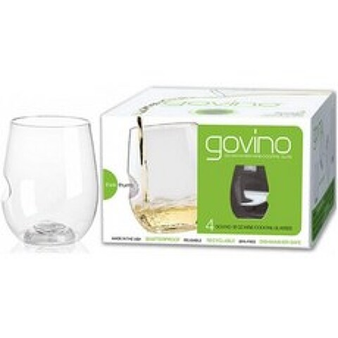 Govino Go Anywhere 유연한 비산 방지 와인 잔 12 온스 (4 개 세트), 단일옵션