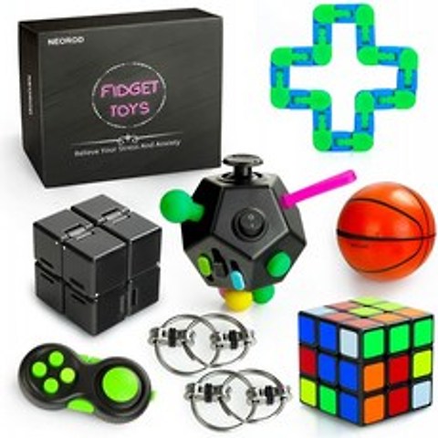 8 Pcs Sensory Fidget Toys Set for Kids- Stress Reducer Confidence Remedge Toy Focus & Calme 12 Side Fidget Toy Inf, 단일옵션