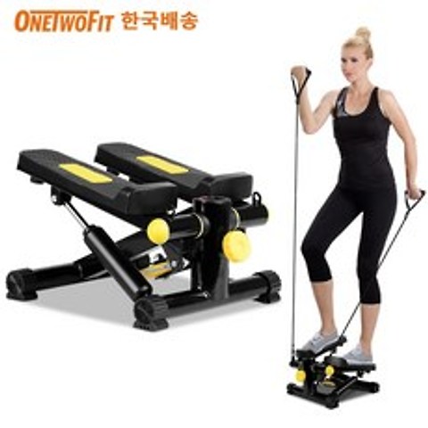 OneTwoFit 스텝퍼 + 전용매트 세트 스트레칭 보드 유산소 운동기구, 옐로우/블랙