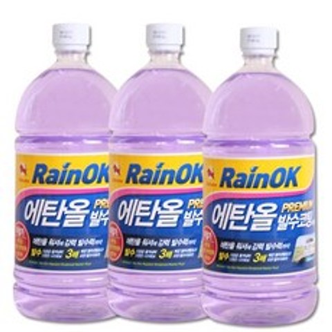 불스원 레인OK 에탄올 발수코팅 워셔액, 3개, 1800ml