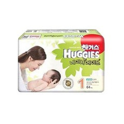 하기스 네이처메이드 밴드형 기저귀 아동공용 신생아 1단계 (3~4.5 kg), 62매