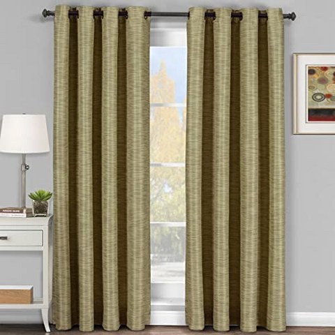 Pair of Two Top Grommet Blackout Thermal Insulated Curtain Panels Elegant a (108