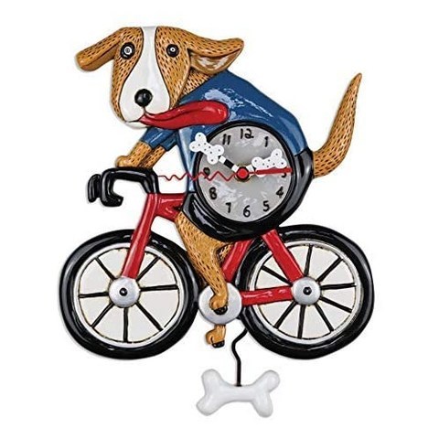 P2025 Swinging Pendulum Clock Bicycle Dog Design 12 inches x 19 inches, 본상품