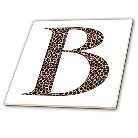 Glam Image Of Gold and Purple Leopard Spots Monogram Initial B - Tiles (ct_340806_6 (6-Inch-Glass), 6-Inch-Glass