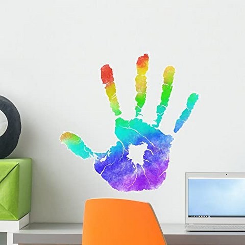 WALLMONKEYS FOT-74676307-18 WM78444 Handprint Peel and Stick Wall Decals H x (18