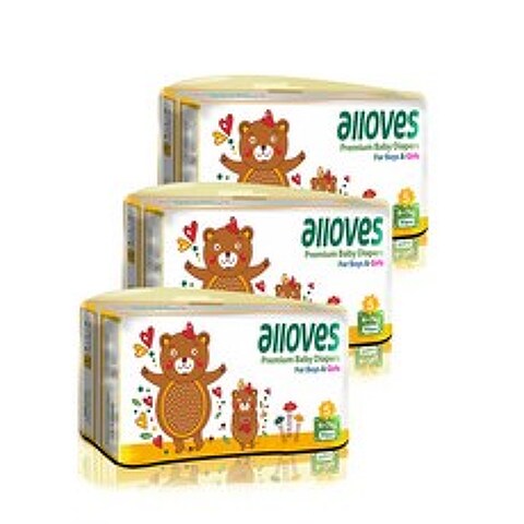 Alloves 2017년 프리미엄 밴드형 기저귀 남여공용 소형(4~7kg), 150매