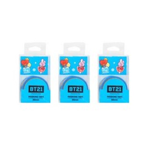 라인프렌즈 BT21 마스킹테이프 30mm, 블루, 3개