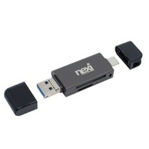 넥시 USB3.0 C타입 마이크로5핀 OTG 멀티 카드리더기, NX887 NX-3IN1CRD, 다크 그레이