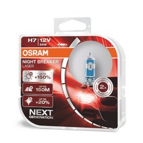 오스람 나이트브레이커 레이저 150% 램프 H7, 혼합색상, 1개