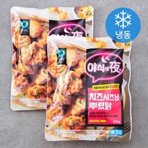 로켓프레시] 청정원 야식이야 치즈시즈닝 뿌렸닭 (냉동), 420g, 2개