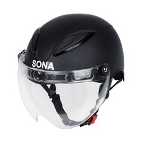 소나 오토바이 전동킥보드 라이딩 경량 헬멧 SN-100, 블랙무광(W투명쉴드)