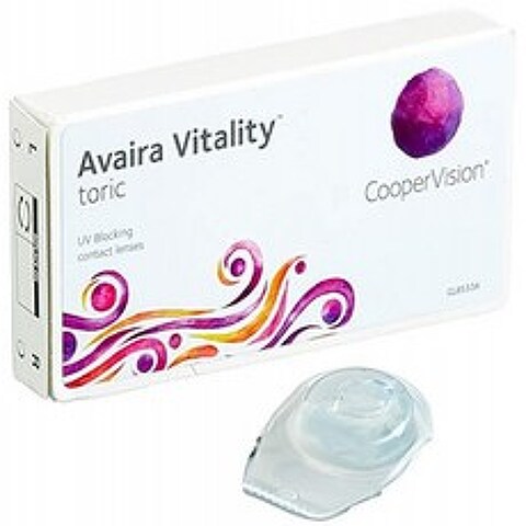 Cooper Vision Avaira Toric 월간 렌즈 소프트 3 개 / BC 8.5mm / DIA 14.5mm / CYL -1.25 / AXIS 20 /, 단일옵션, 단일옵션
