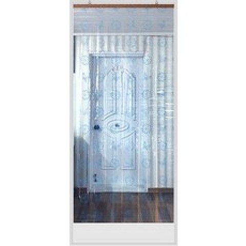 [아리아스토어샵] 아로마향 꽃과나비 문발 92x200cm 현관커튼 PVC문발, 블루