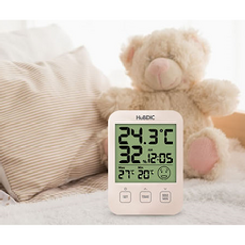 휴비딕 디지털 온습도계 HT-7 시계 아이콘 표시